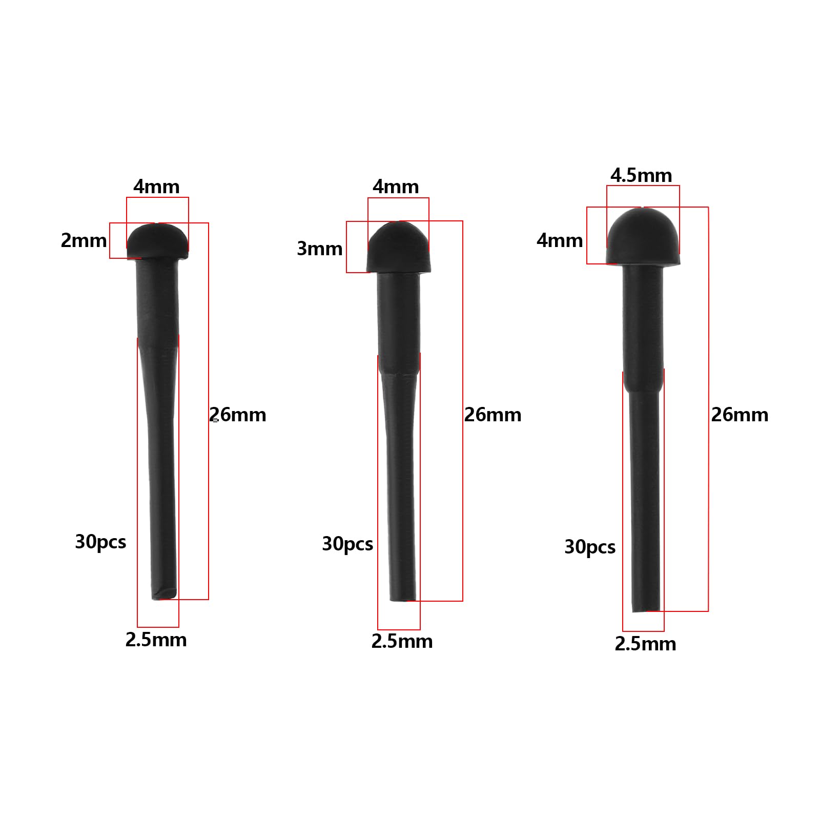 OTOTEC 90Pcs Hair Scissor Rubber Silencer Hair Scissors Barber Shears Stopper Black Muffler Stick, 3 Mixed Sizes (4mm, 3mm, 2mm) - Image 4