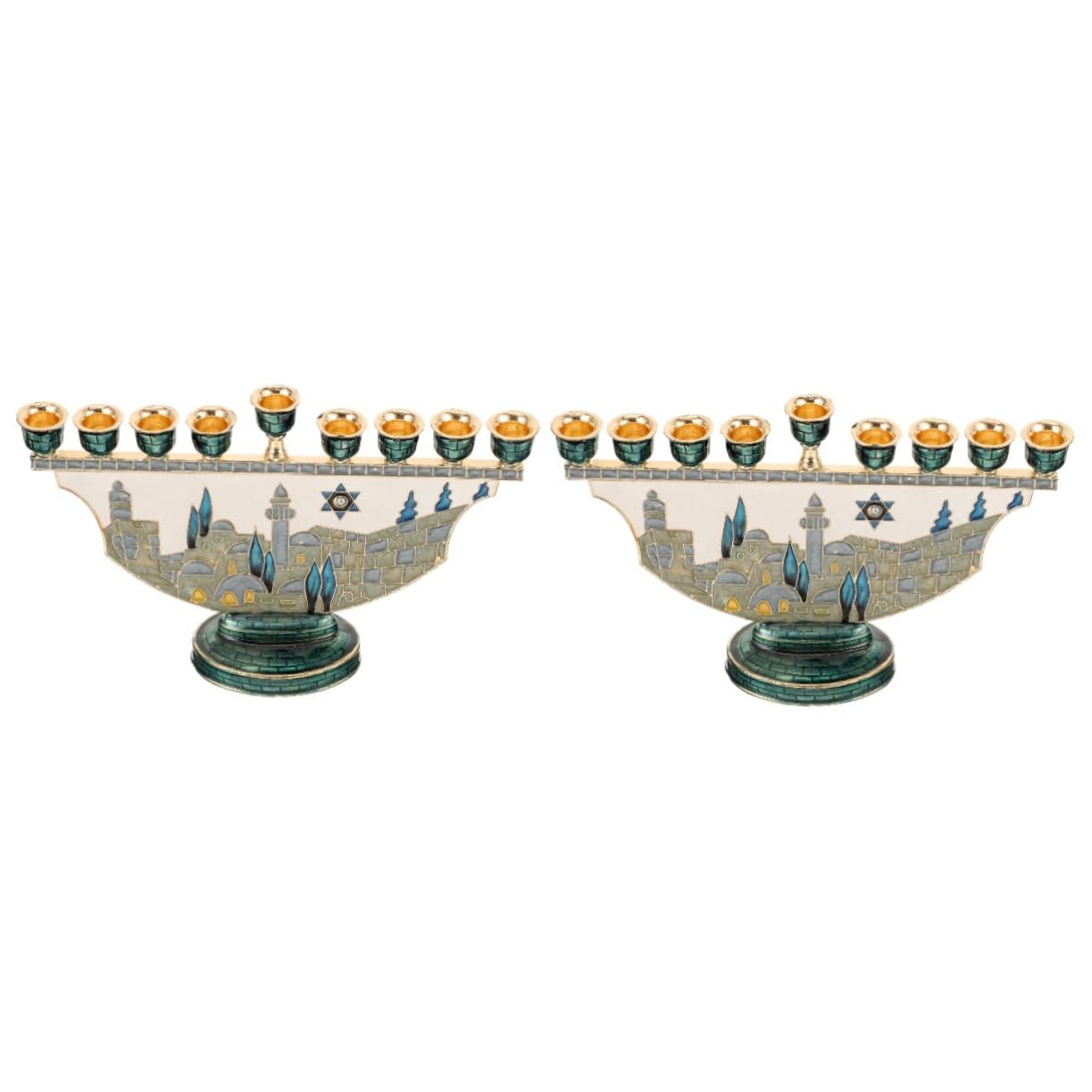 Alipis 2 Piezas candelero de jerusalén Menorah Hanukkah Home Decor portavelas Janukia de 9 Ramas candelabros de shabat candelabros para Centro de Mesa para Metal