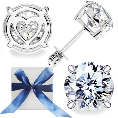Moissanite Diamond Stud Earrings for Women Men S925 Sterling Silver for Wife Girlfriend Mom 18K Gold Gifts for Her Daughter Sisters Friends on Birthday Anniversary Wedding Marriage