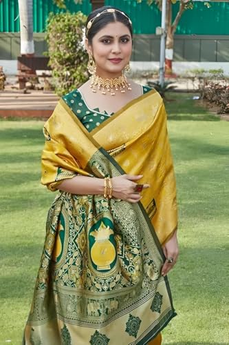 Image of Yashika Women's Banarasi Kanjivaram Silk Woven Saree | Animal Printed Patola Silk Saree for Women