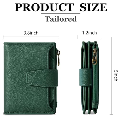 Image of Airkit Small Wallet Women RFID Blocking Soft Leather Bifold Compact Card Holder Wallet for Women with Zipper Coin Pocket 4 ID Window