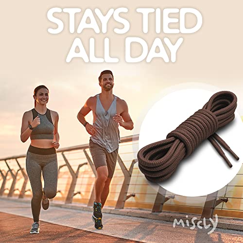 Miscly Round Shoelaces [1 Pair] 5/32″ Thick - For Shoes, Sneakers & Boots (36″, Brown) #TOP4