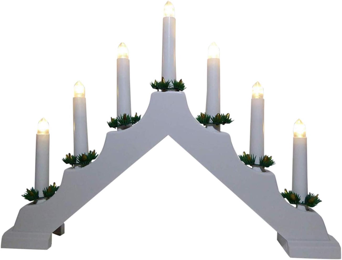 UKGardens Light Up White Candle Bridge With 7 Warm White Lights