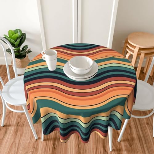 Nappe ronde imperméable 152cm blanche à motif ondulé pour table de cuisine - 6