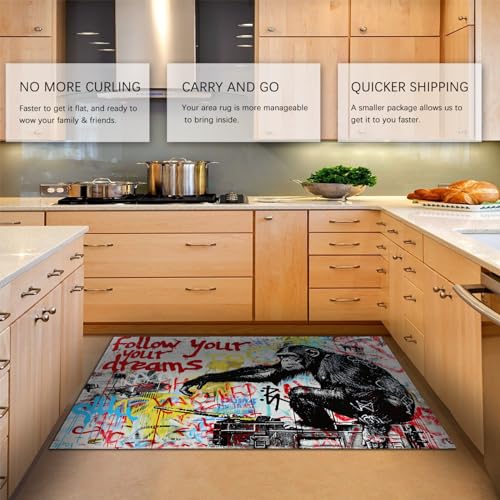 Tapis graffiti multicolore doux grand format pour chambre à coucher - 5