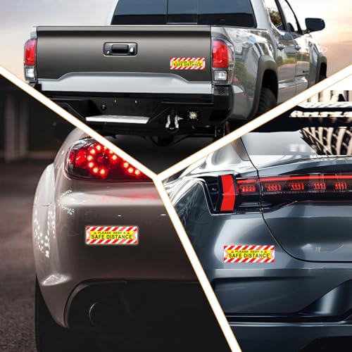 Image of Zpana Car Reflective Magnet Decals, 4PCS Magnetic Keep a Safe Distance Safety Warning Signs Sticker for Auto Bumper Window, Vehicle Exterior Decoration, Universal for SUV Sedan Truck