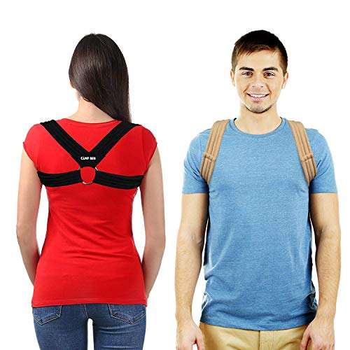 CAMP BEN Slim Posture Corrector for Women and Men (Medium Black) | Kyphosis Hunchback | Shoulder and Back Support Brace | Clavicle Collarbone Support | Pain Relief from Slouching