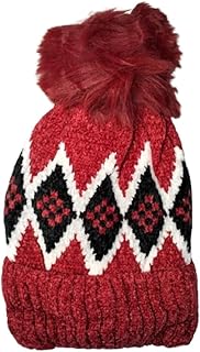 ايس كاب منسوج احمر مع بوم للرجال، مقاس واحد