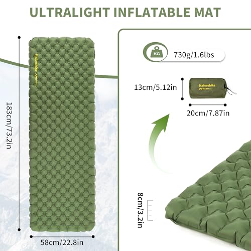 image for Naturehike 25oz Ultralight Sleeping Pad, Insulated Inflatable Sleeping