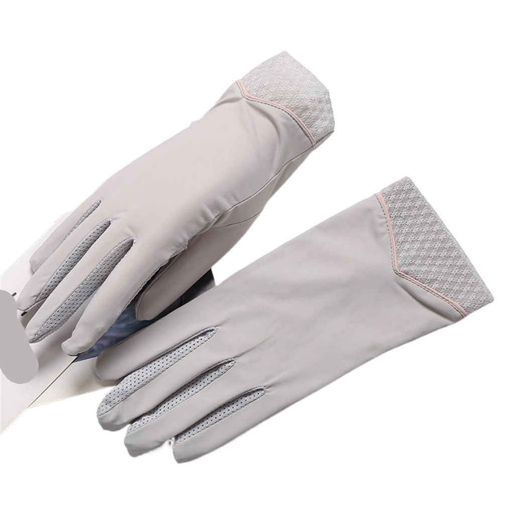 Women's Thin Driving Ice Silk Touch Screen Short Spring and Autumn Cycling Gloves