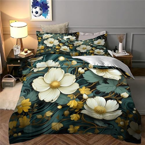 Parure de lit microfibre 140x200 design floral avec housse de couette - 6