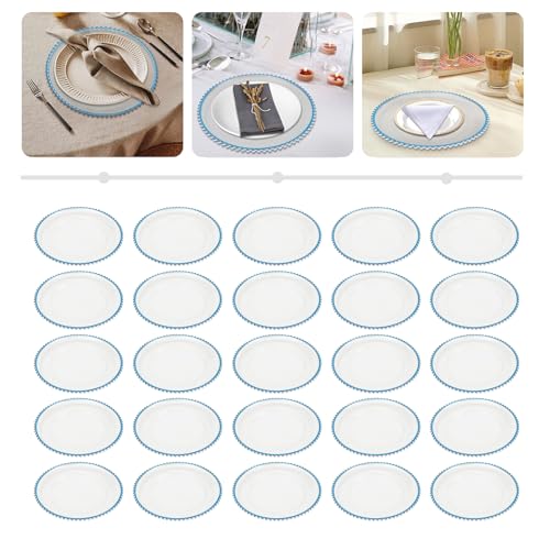 25 Platos cargadores azules transparentes redondos 13 pulgadas miniatura 3