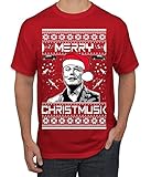 Merry Christmusk Funny Elon Meme Musk Ugly Christmas Sweater Men's T-Shirt, Red, Large