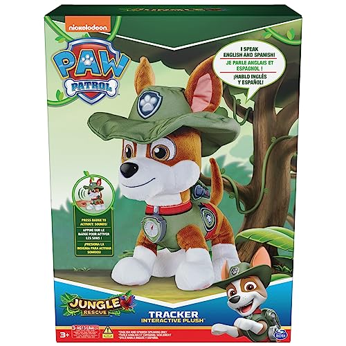 Paw Patrol Talking Tracker 12-Inch Tall Interactive Plush Toy With Music, Sounds And Bilingual Phrases Stuffed Animals, Kids Toys For Ages 3 And Up #TOP1