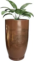Vaso Grande Polietileno Plantas Marmorizado Jardim Sala Casa Varanda 48cm (Marrom Cacau)