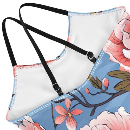 Flowers Floral Pink Girls One Piece Swimsuit Beach Swimwear 208505854