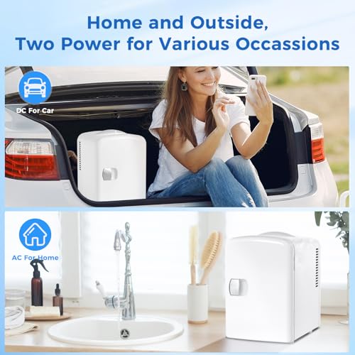 Image of Antarctic Star 4L /6 Can Portable Compact Refrigerator for Bedroom,Car,Office & Dorm,Small Cooler for Food /Drinks /Skin Care,AC /DC,WHITE