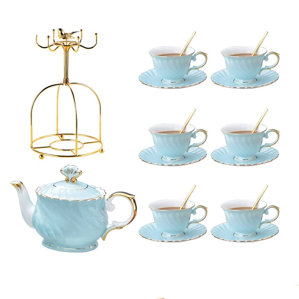 YNIYUJKL Nordic Light Luxury Bone China Coffee Cup Coffee Pot Set British Ceramic Afternoon Tea Tea Set Water Set With Tray Housewarming Gift,A
