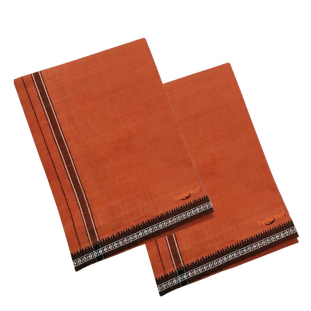 Kavi Dhoti for men - Kavi Mundu Kavi lungi for men Cotton crafted from 100% Cotton yarns [Pack Of 2]-image-16