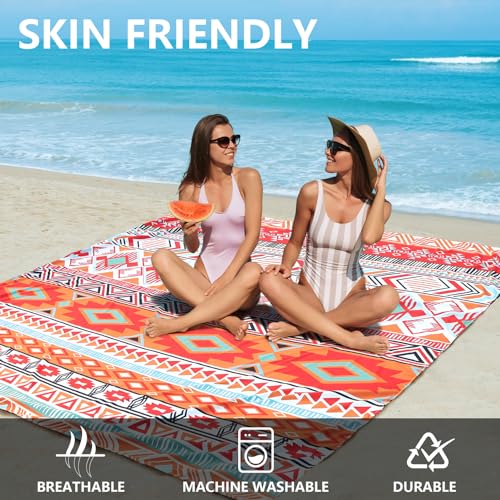 Image of WIWIGO Beach Blanket Waterproof Sandproof Beach Mat 79 inch X 83 inch /10'x9'for 2-8 Adults Quick Drying Outdoor Picnic Mat Beach Accessories for Travel, Camping, Hiking