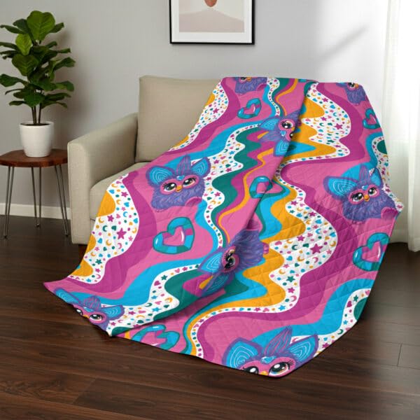 Image of Northwest Furby Furby World Quilted Blanket, Comfy Throw, Adults Boys Girls, Soft Lightweight Bedding for Bed, or Couch, 60 x 80 inches