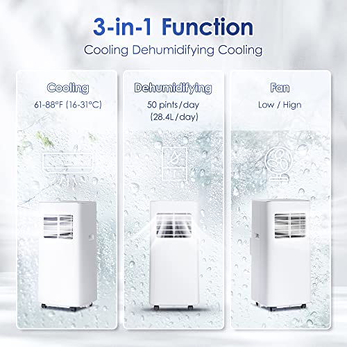 Image of EUHOMY 8000 BTU Portable Air Conditioner Dehumidifier, Portable Ac Unit With Remote Control, Floor Air Conditioner With Window Installation Kit For Room, Office, Dorm, Bedroom, White