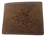 Naturbelassenes Büffel-Leder Echt Leder Geldbeutel Edelweiß Rustikal Quer von Einkaufszauber