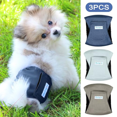 Image of Paw Legend Washable Dogs Diapers Male Dog Belly Bands for Male Dogs Diapers Reusable Puppy & Doggie Diapers Male (3 Pack, Large)