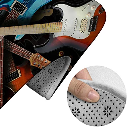 3-teiliges Badezimmerteppich-Set, Musikinstrument, Gitarre, Cooler Rock-Stil, waschbarer Badvorleger, rutschfest, mit Rückenpolster, Konturteppich und Toilettendeckelbezug – Bild 5