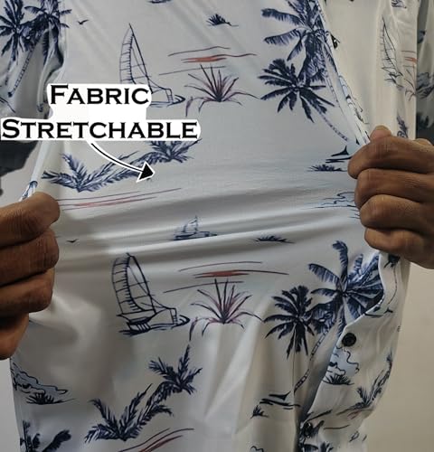 Image of Men's Cotton Blend Printed Stitched Half Sleeve Regular Fit Shirt