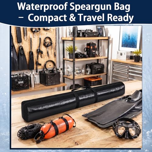 Bolsa impermeable Riakrum de 64 pulgadas para fusil de pesca submarina, con diseño enrollable, PVC resistente, ventilación de malla, correa de hombro y almacenamiento con cierre miniatura 6