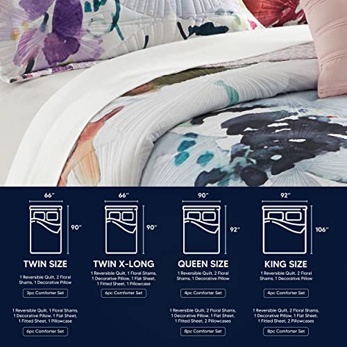 Chic Home Monte Palace 4 Piece Reversible Quilt Set Floral Watercolor Design Bedding - Decorative Pillow Shams Included, Queen,Multi Color #TOP5