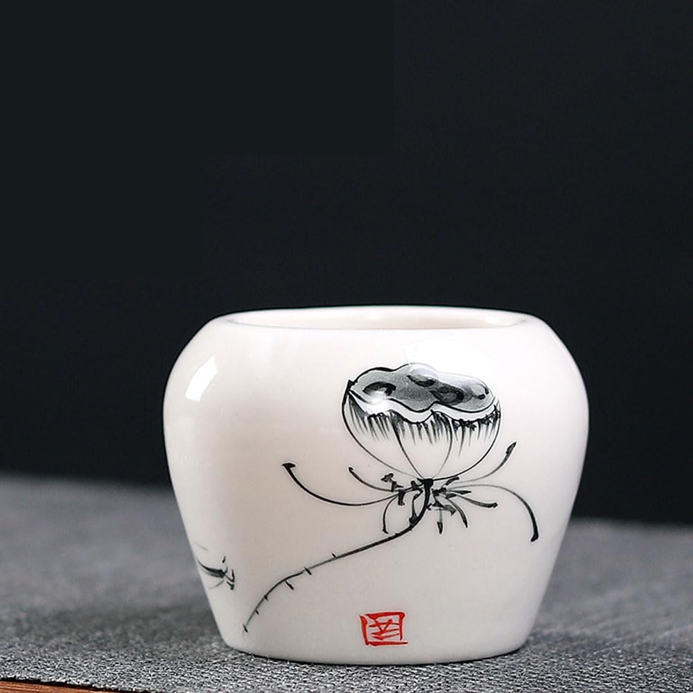 asdchZen Hand Painted Ceramic Vase For Home Decor, Artistic Vase Small Flowers, For Home Decor Small Bud Decorative Floral Vase,C