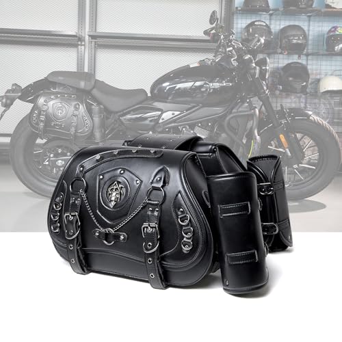Alforjas para motocicleta para Yamaha V MAX VMAX 1200 1700, equipaje duradero de PU cuero con portavasos miniatura 3