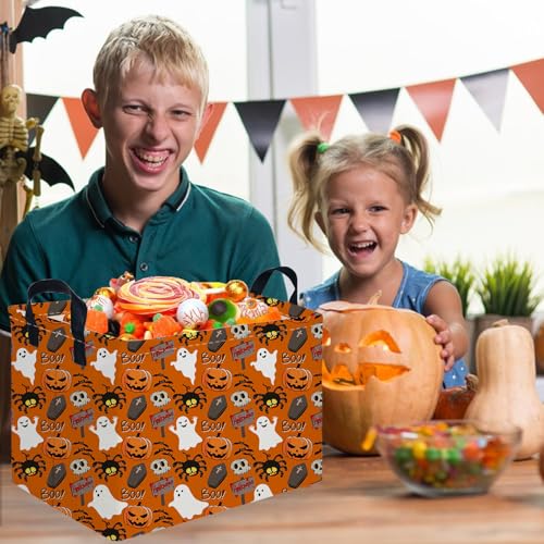 Image of Halloween Ghost thriller basket,Empty Halloween basket,Horror and thriller decor,Trick or Treat Box for Boys and Girls,Horror decor(Spider ghost)