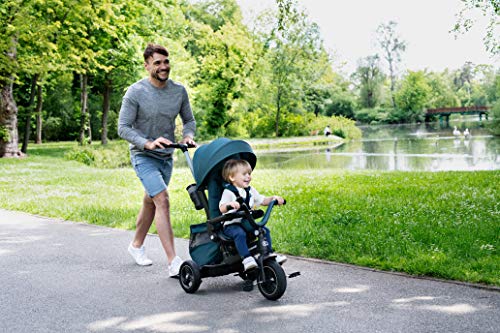 Kinderkraft Dreirad EASYTWIST, Kinderdreirad, Jogger, mit Zubehör, Dachfenster, Sicherheitsgurte, 360 Grad Drehbar, Freilaufrad, Schubstange, ab 9 Monate bis 5 Jahre, Bequemer Sitz, Grau – Bild 6
