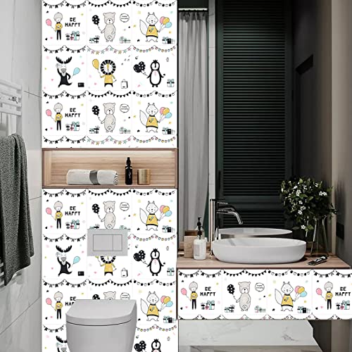 Baldosas Adhesivas Animal Gris Rosado Suelo Vinilo Autoadhesivo Vinilo Impermeables Panel Revestimiento Ducha para Baño Cocina Gabinete Muebles Decoración Azulejos Adhesivos 15x15cm /10 Piezas