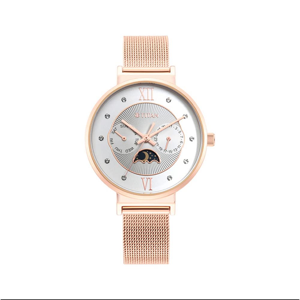 Titan Women Metal Analog Silver Dial Watch-95144Wm01/Np95144Wm01, Band Color-Rose Gold (B09878LWK2) Amazon Price History, Amazon Price Tracker