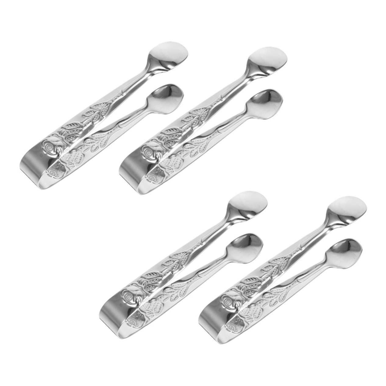 BEBEMOKO Household Dessert Tong Tool Set of 4 Bbq Tongs for Wedding Party