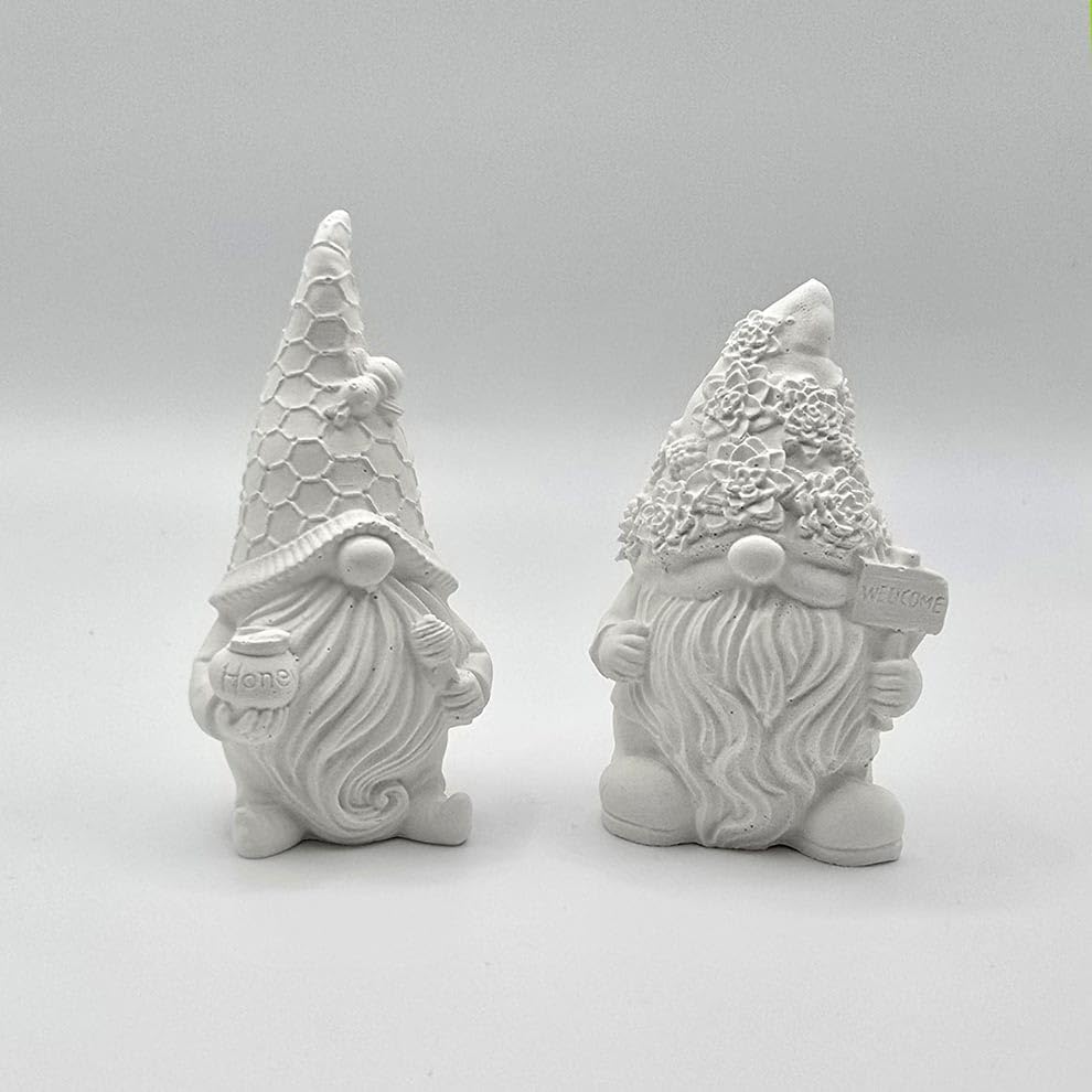 Deko-Figuren-Set, 2 Wichtel aus keramischem Gießmaterial, handgemacht