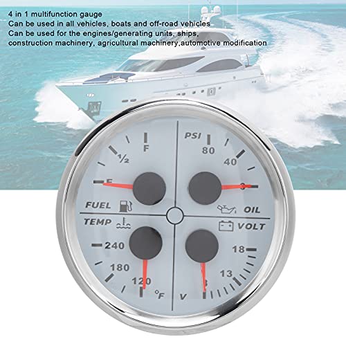 KIMISS Medidor de barco, 85 mm, nível de óleo/medidor de pressão 4 em 1, voltímetro multifuncional p