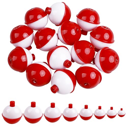 OROOTL Fishing Bobbers Floats Snap-on Fishing Floats Spring Bobbers Red/White Push Button Round Buoy Kit for Kids Decorations Large Small Size 2inch