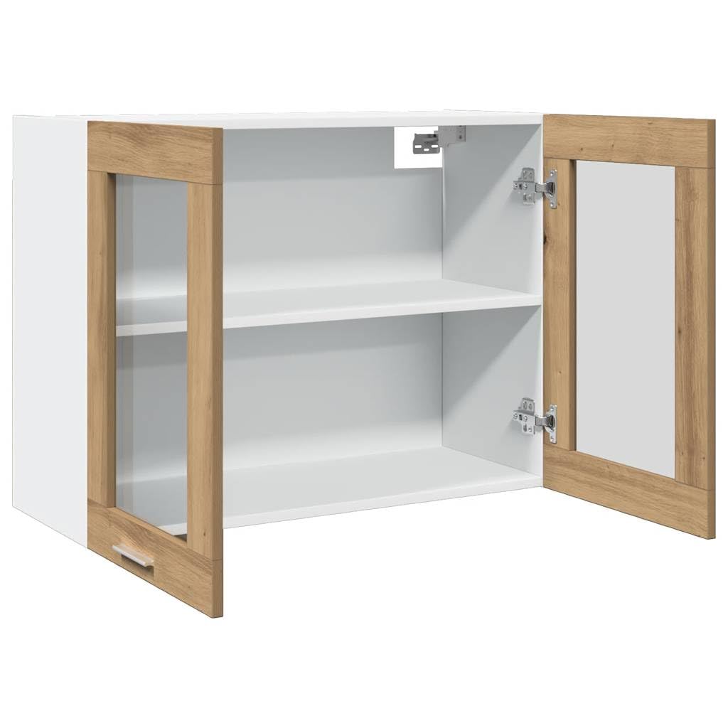vidaXL Hängeglasschrank Lyon Artisan-Eiche 80x31x60 cm Holzwerkstoff, Hängeschrank, Einbauküche, Küchenzeile, Küchenmöbel, Oberschrank, Küchenschrank