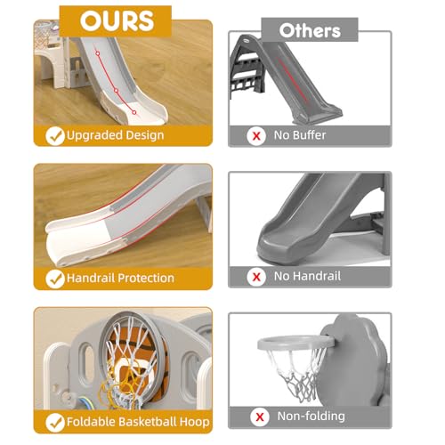 image for XJD 8 in 1 Toddler Slide Set, Kids Slide for Toddlers Age 1+, Toddler 