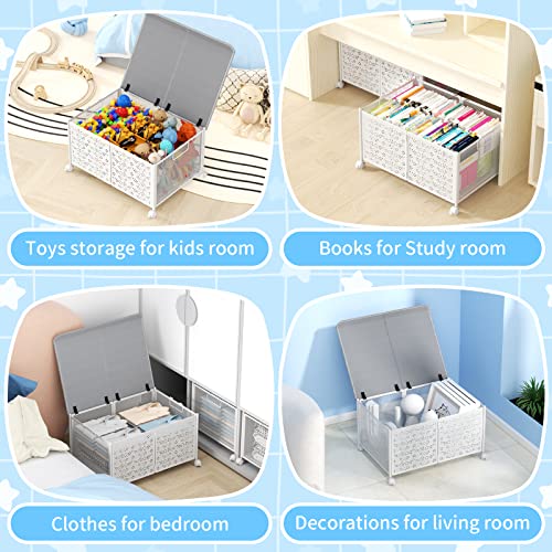 Phinox Toy Box Storage, Toy Chest Toy Organizers And Storage Bins, Large Toy Box For Boys Girls, 70L Toy Storage Organizer With Wheels, Collapsible Metal Kids Toy Storage For Nursery, Playroom,1 Pack #TOP7