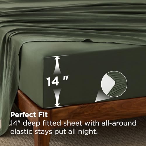 Image of Bedsure Dark Green Bed Set Queen Size, Soft Bed in a Bag 7 Pieces, Alternative Comforter Set for All Seasons, Breathable Marshmallow Prewashed Bedding Set with Comforters, Sheets, Pillowcases & Shams