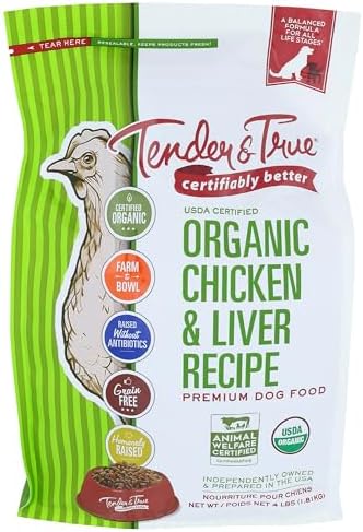 Tender & True Organic Chicken & Liver Recipe Dog Food, 4 lb