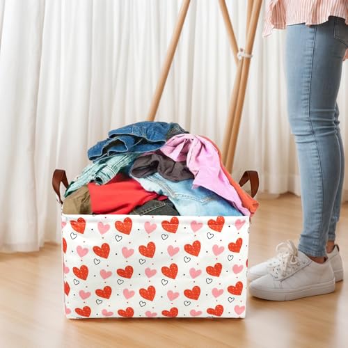 Image of Cute Heart Valentine's Day Basket for gifts empty Storage Basket for Kid and Baby Room Decor (Pink Orange Heart)