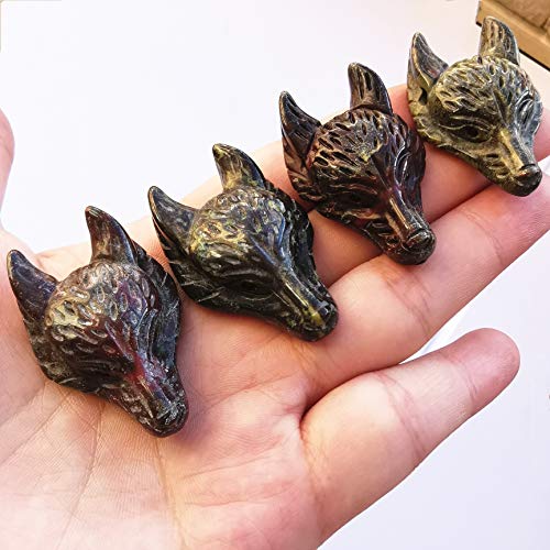 Manekieko Natural Dragon Blood Jasper 40mm Wolf Head Pocket Crystals and Healing Stone Figurine,Haped DIY-Jewelry Pendant - Image 3