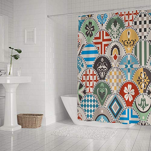 Rideau de douche polyester anti-éclaboussures 182x182 cm avec anneaux de fixation